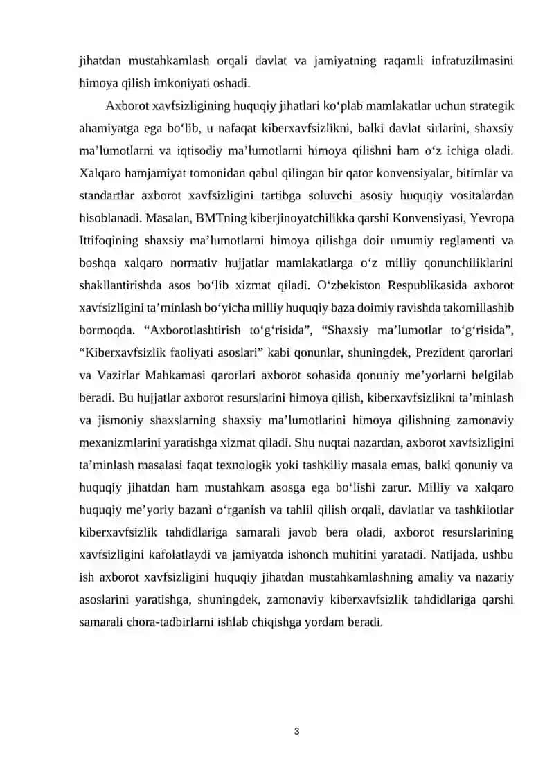 Axborot xavfsizligiga oid xalqaro va milliy huquqiy me’yoriy baza 3