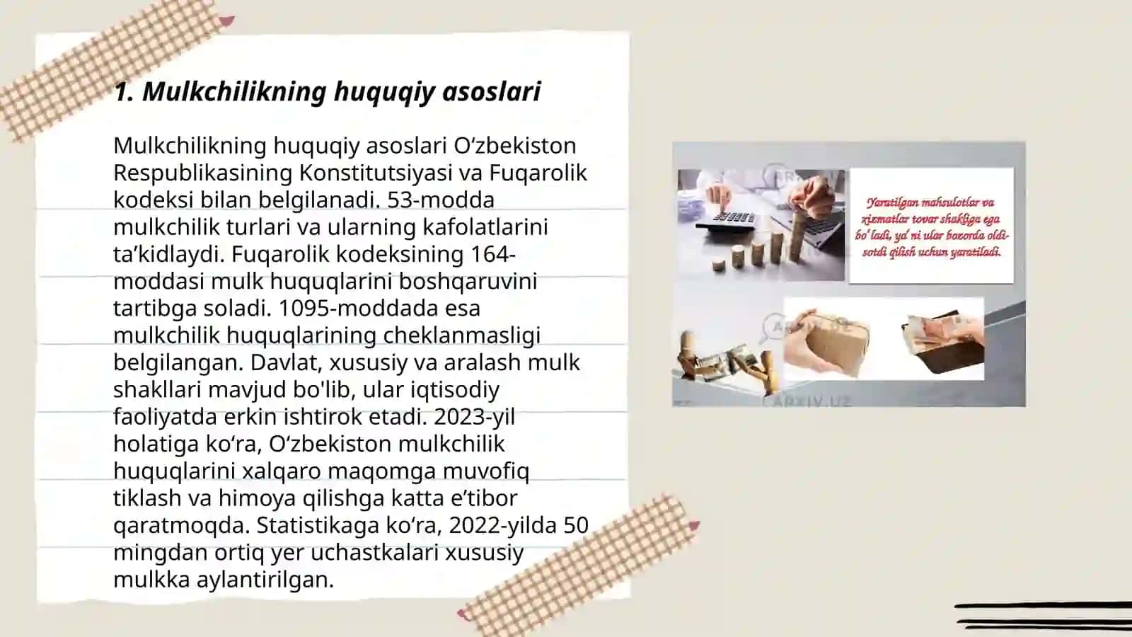 Mulkchilik shakllari va mulkchilik munosabatlari 3