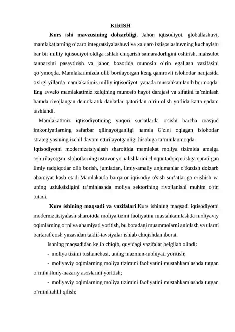 IQTISODIYOTDA MODERNIZATSIYALASH SHAROITDA FOND BOZORINI RIVOJLANTIRISH ISTIQBOLLARI KURS ISHI 3