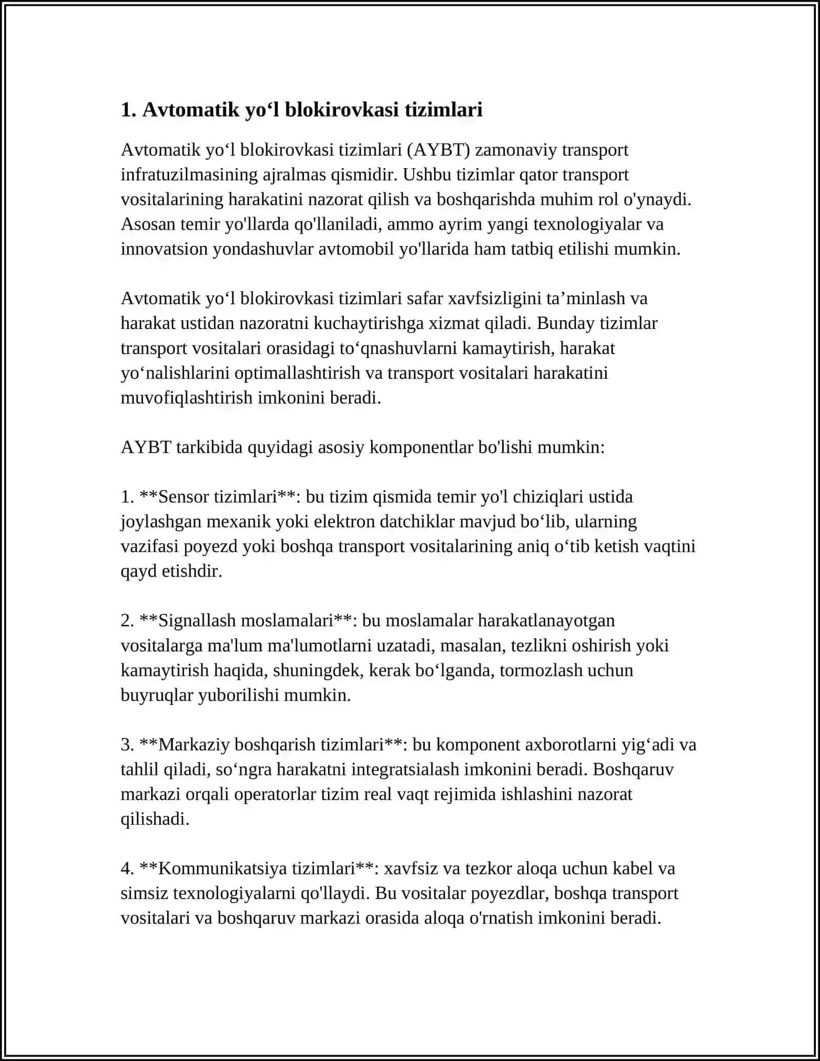 AVTOMATIK VA YARIM AVTOMATIK YOL BLOKIROVKASI 3