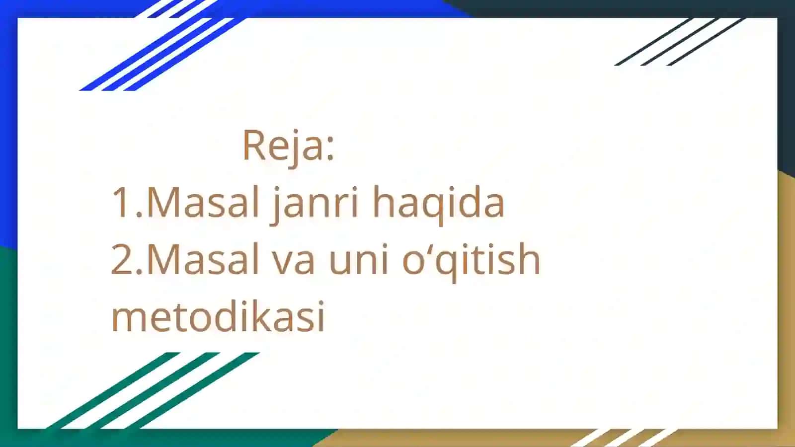 Masal janridagi asarlarni oʻqitish metodikasi 3