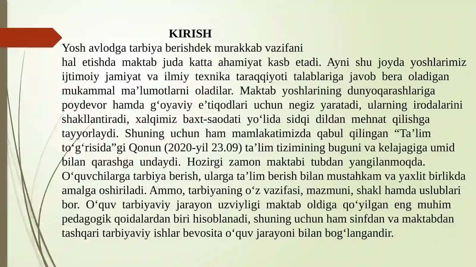 “SHAXSTARBIYASIDA ATROF MUHITGA BO‘LGAN ONGLI MUNOSABATNI SHAKLLANTIRISH” MAVZUSI 3