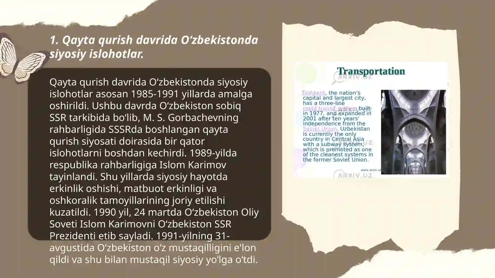 Qayta qurish davrida O‘zbekistonda siyosiy islohotlar 3