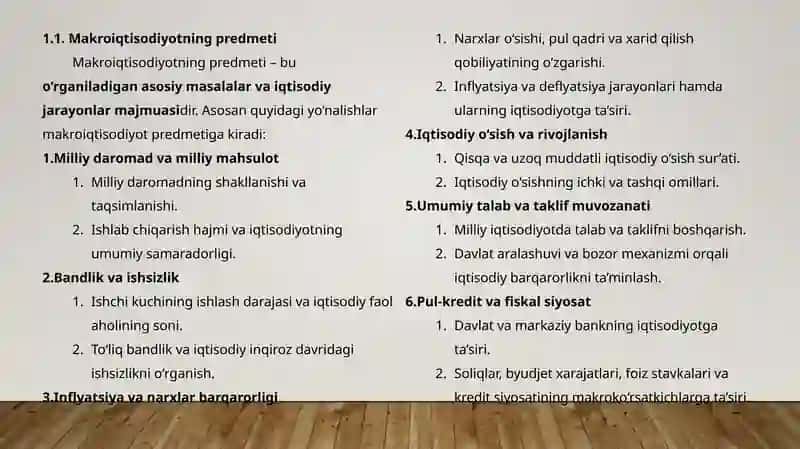 Makroiqtisodiyot fanining predmeti, obyekti va ahamiyati 3