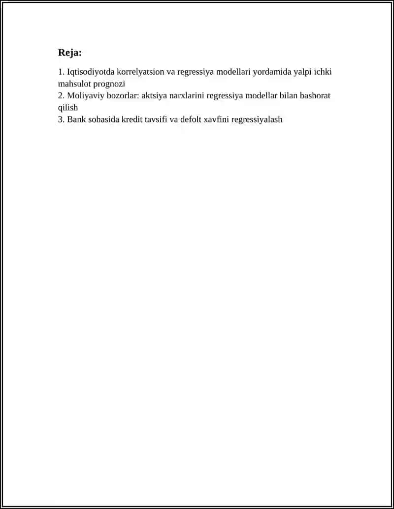Iqtisodiyotda korrelyatsion va regressiya modellari yordamida yalpi ichki mahsulot prognozi 3
