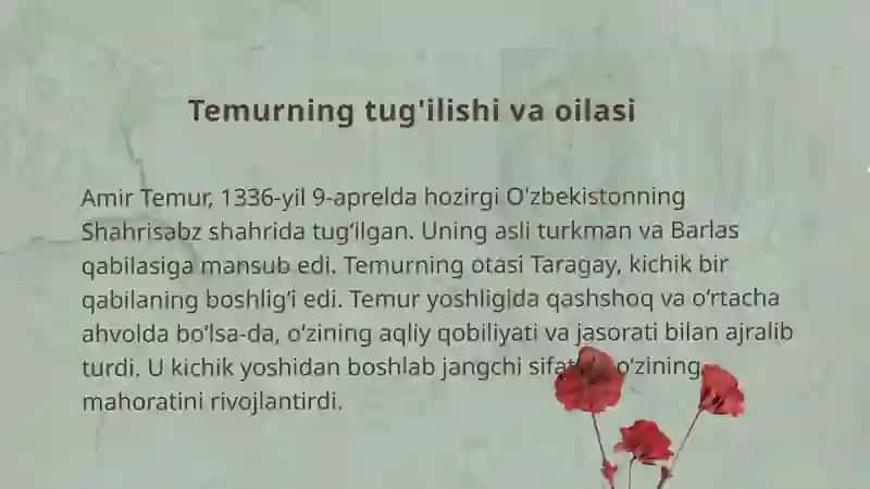 AMIR TEMUR DAVLAT ARBOBI 3