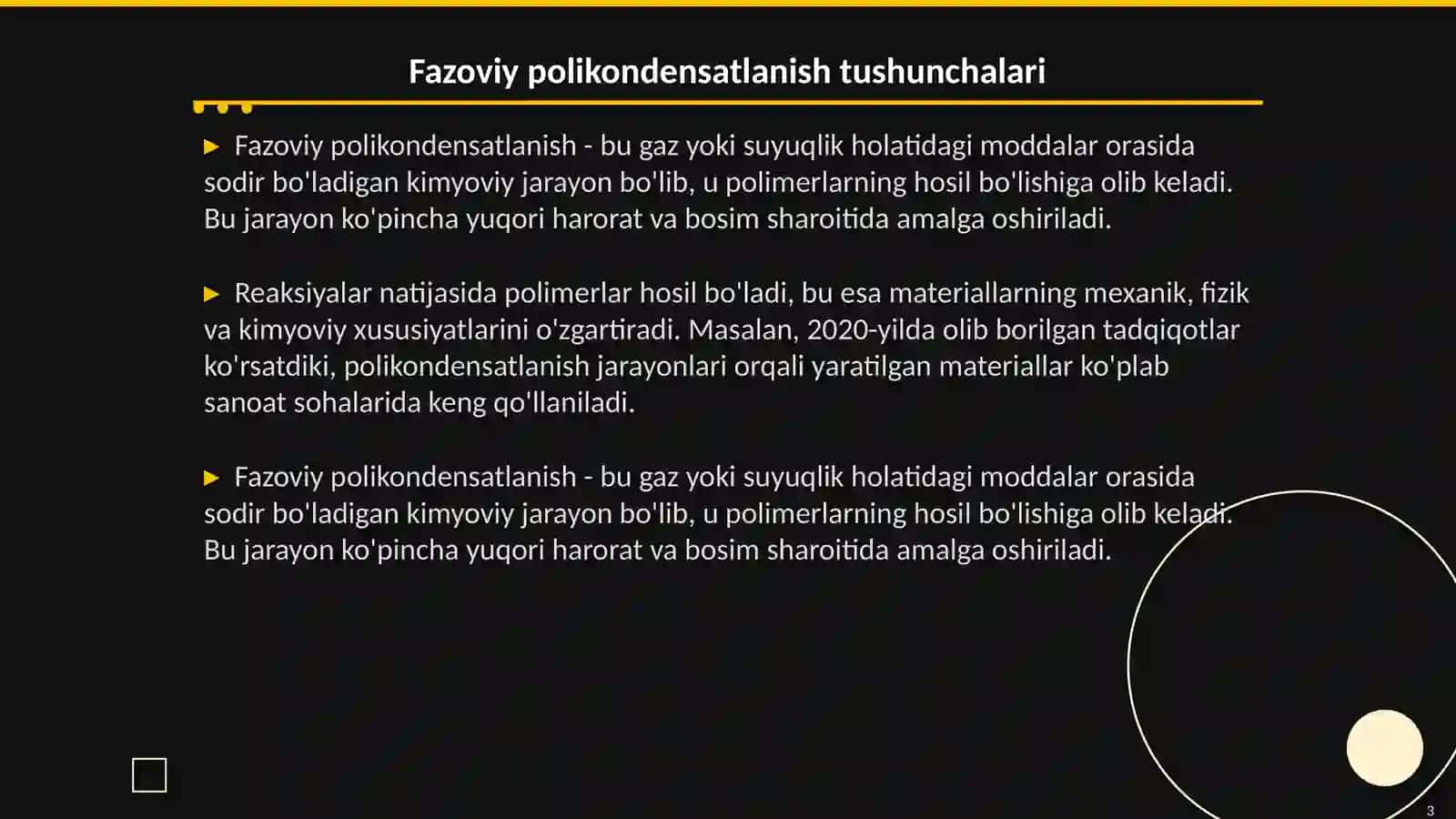 Fazoviy polikondensatlanish reaksiyalari, usullari, mexanizmlari va ahamiyati 3