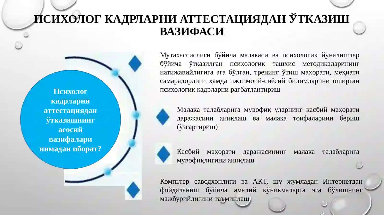 Умумий ўрта таълим муассасаларида психолог кадрларни аттестациядан ўтказишга тайёргарлик ва жараённи ташкил этиш бўйича вазифалар 3