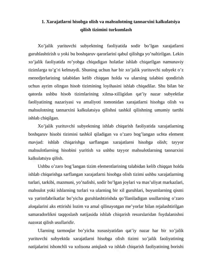 Mahsulotlarni Kalkulyatsiya Qilish 3