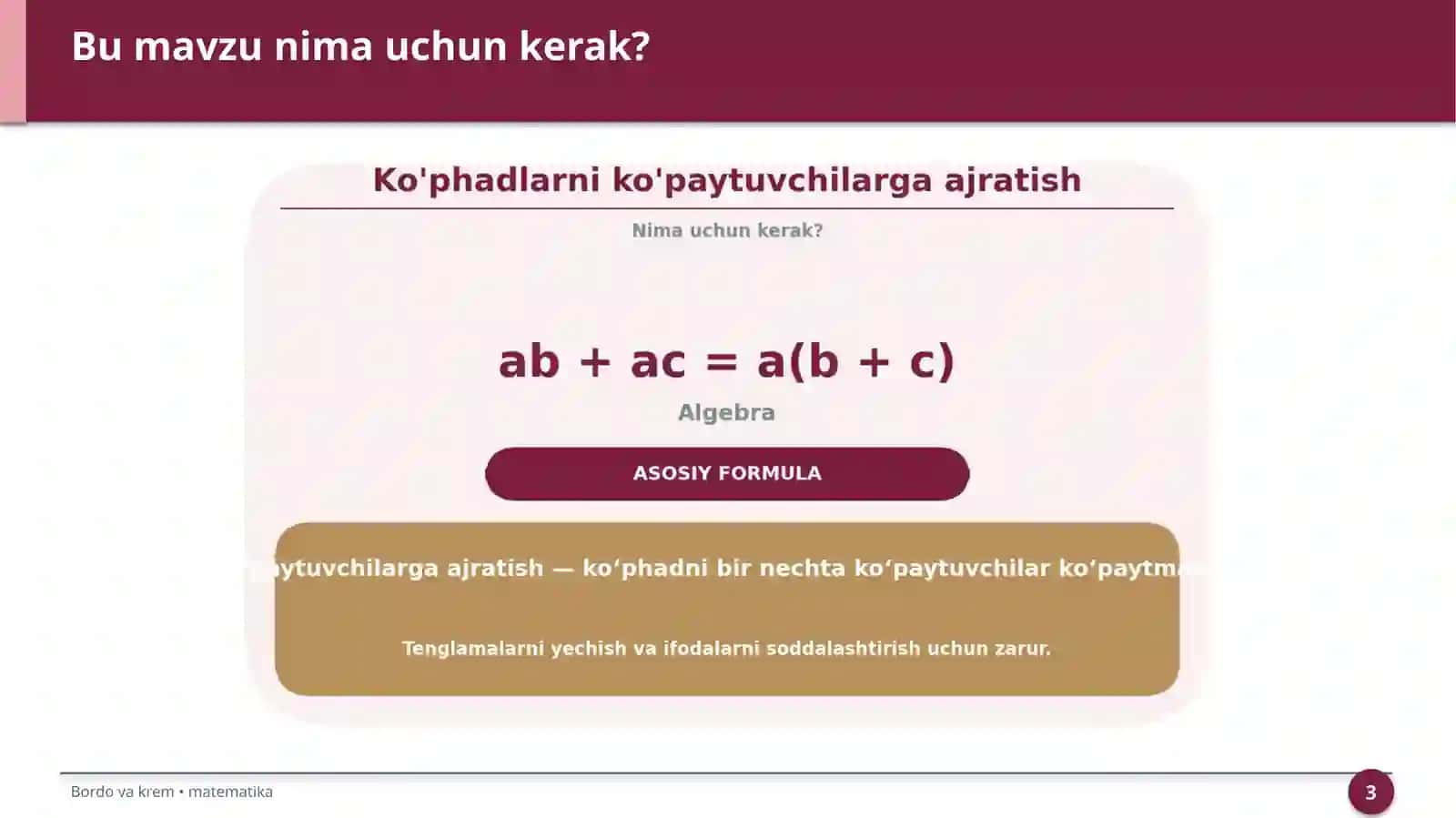 Ko'phadlarni ko'paytuvchilarga ajratish 3