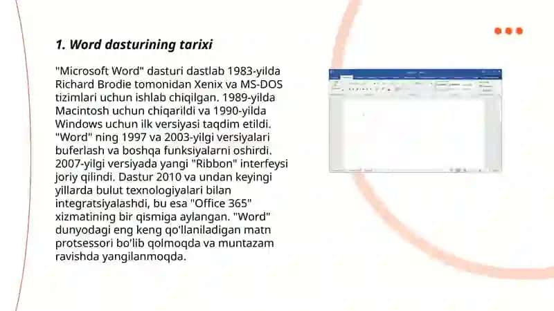Word dasturi haqida ma'lumotlar 3