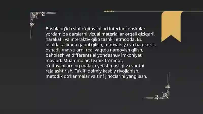 Boshlang'ich sinf o'qituvchilarining innovatsion texnologiyalar bo'yicha tajribasi 3