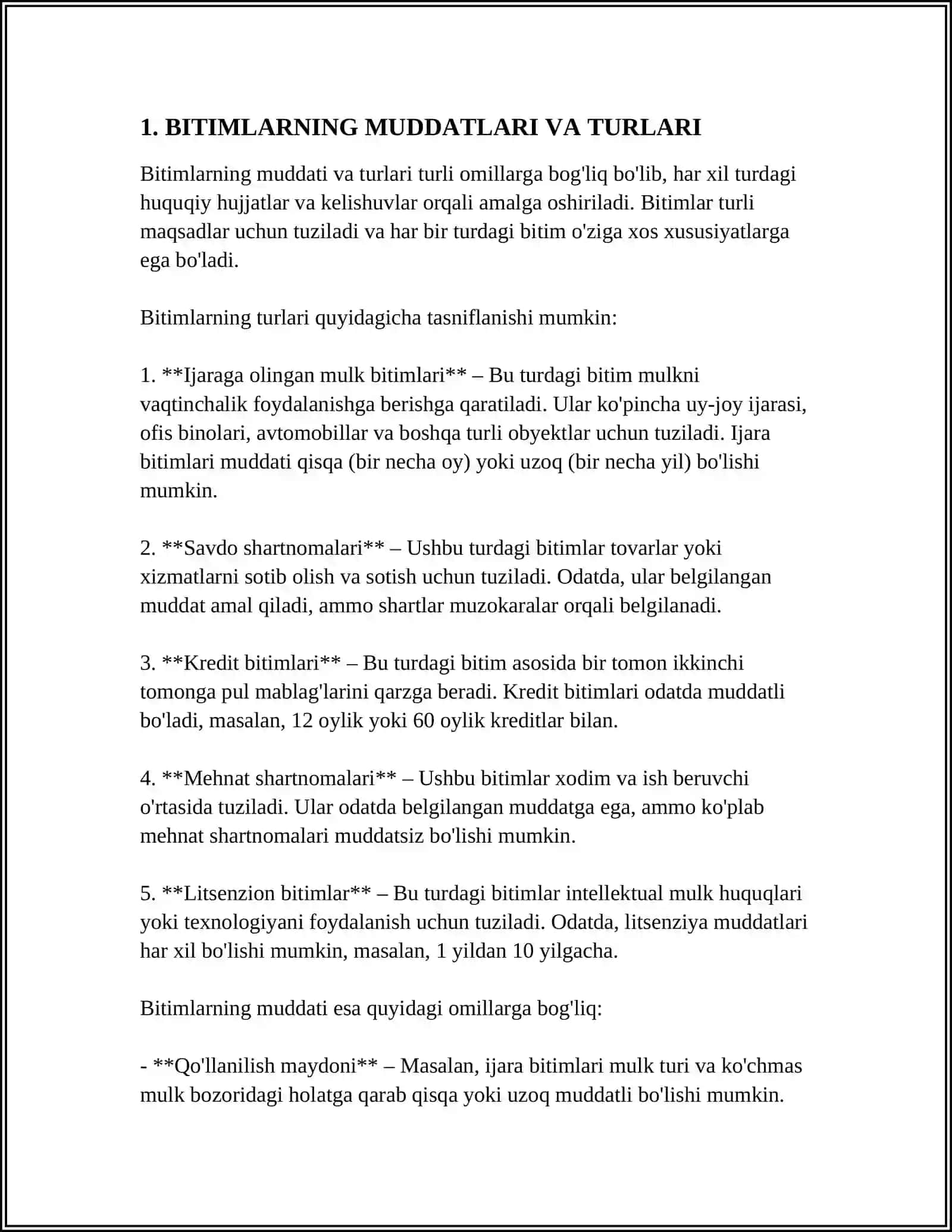 BITIMLARNING MUDDATLARI VA SHARTLI BITIMLAR 3