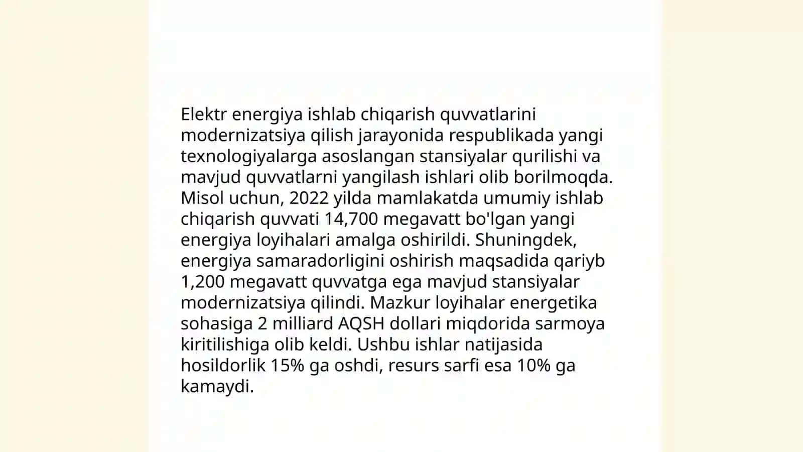 O‘zbekiston elektr energetika sohasining rivojlanish istiqbollari 3