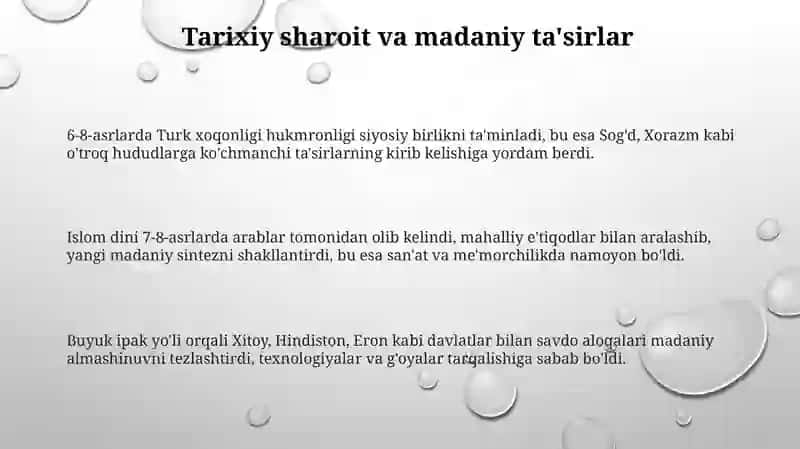 Oʻrta osiyoning ilk Oʻrta asrlar moddiy madaniyati 3