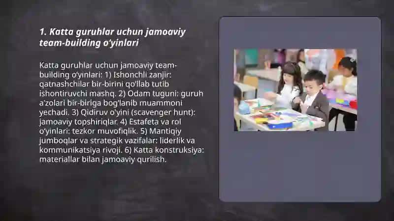 Katta guruhlar uchun tavsiya qilingan oʻyinlar 3