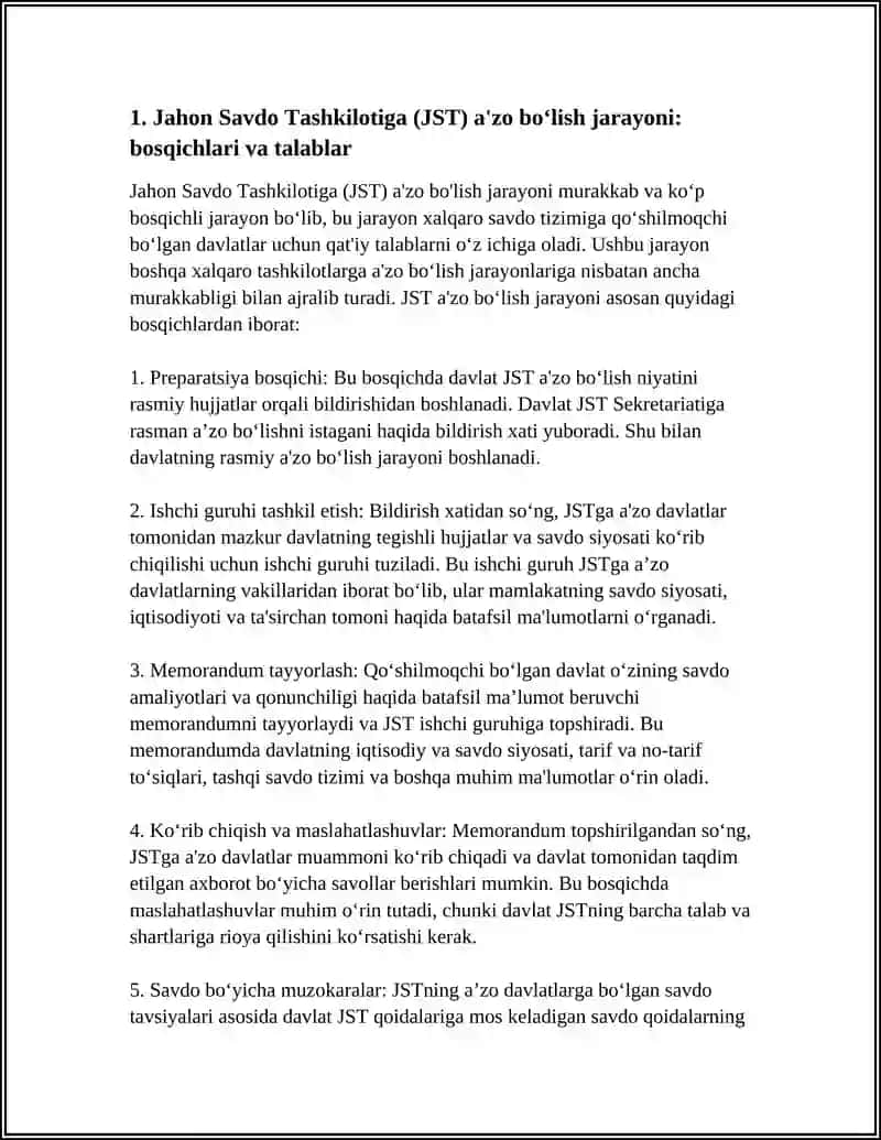 Jahon Savdo Tashkiilotiga A'zo Bo'lishning Xalqaro Tajribasi 3