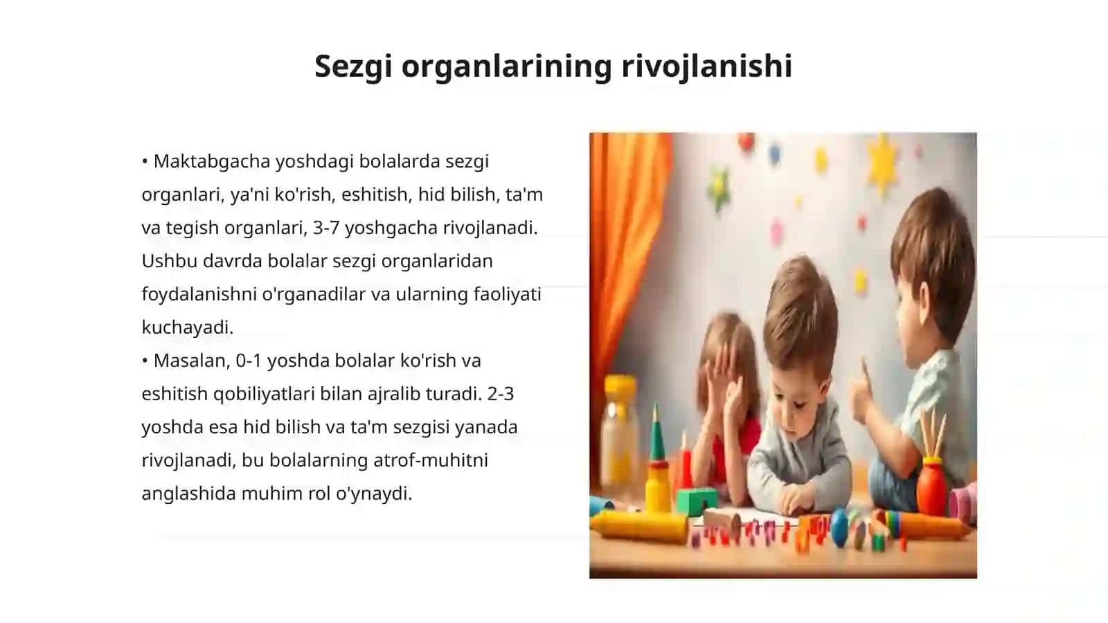 Maktabgacha yoshdagi bolalarda sezgilarning rivojlanishi 3