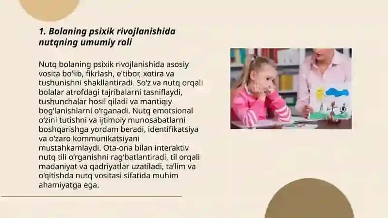 Bolaning psixik rivojlanishida nutqning rolini yoritish 3