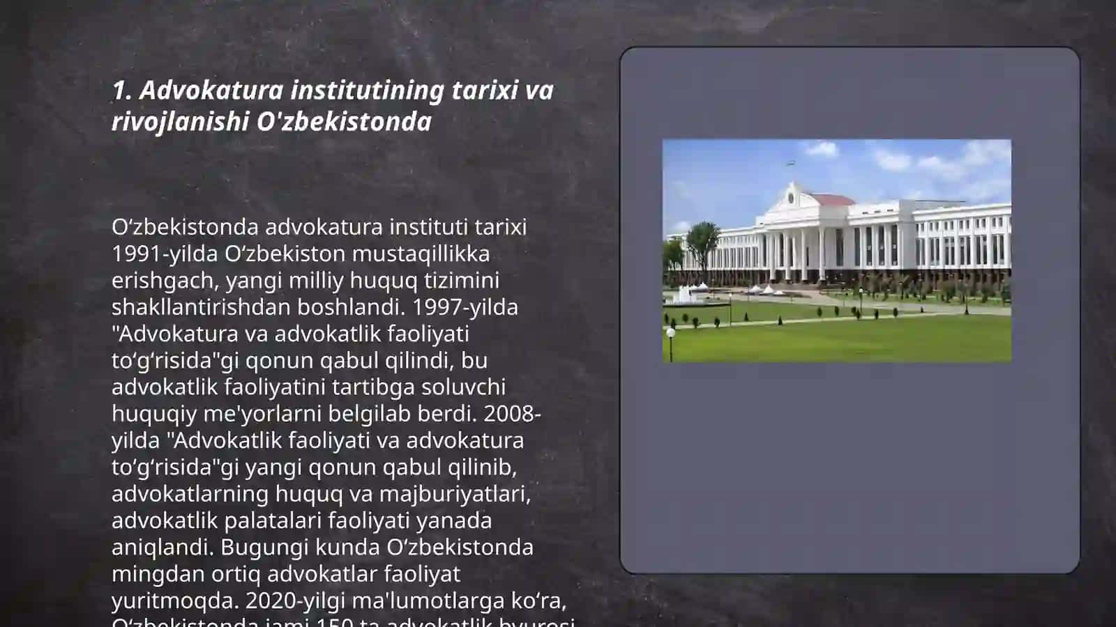 Mustaqil O'zbekiston Respublikasida advokatura institutini takomillashuvi 3