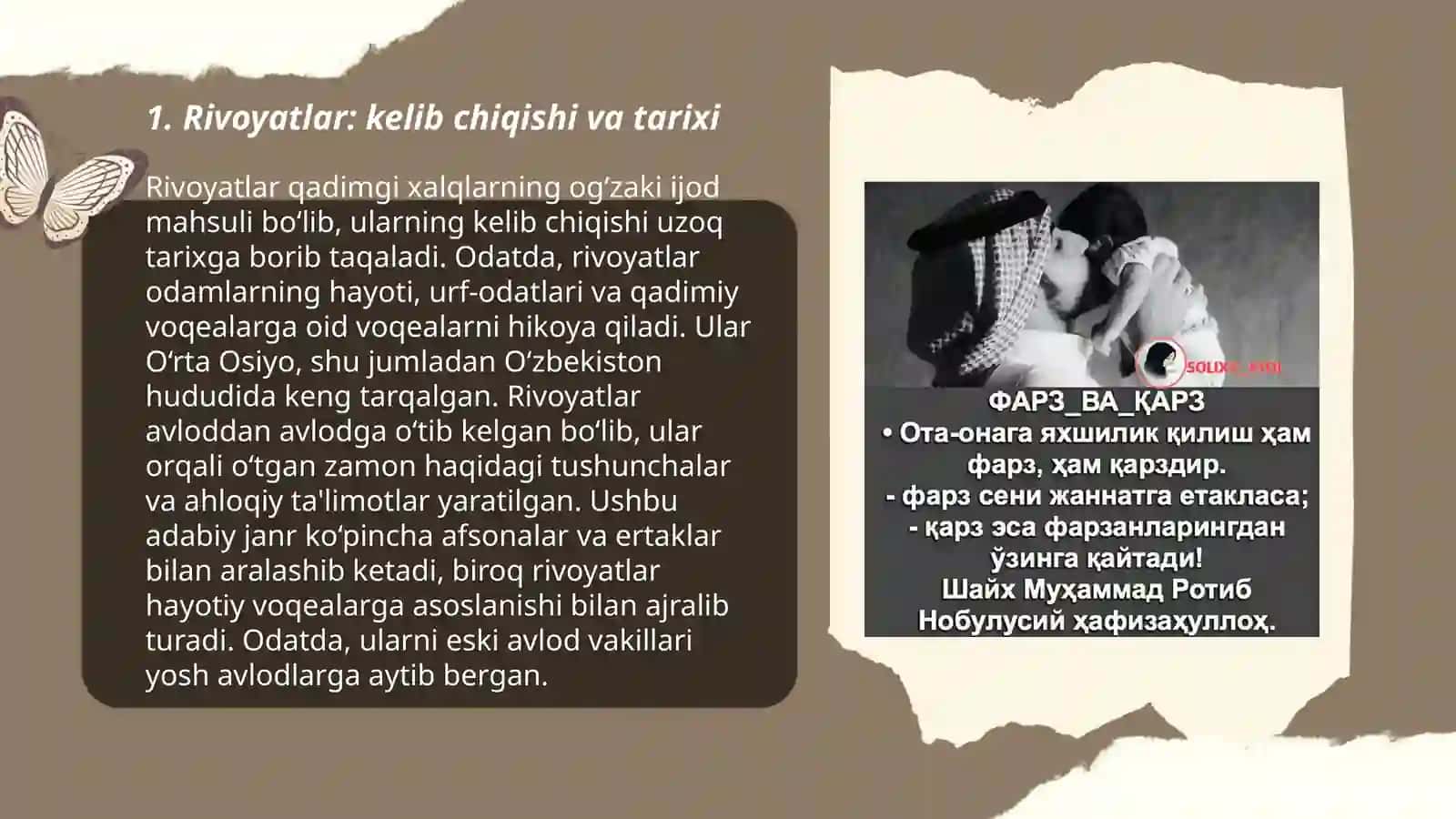 Rivoyat,Mif,afsona va asotir janrlari badiyati 3