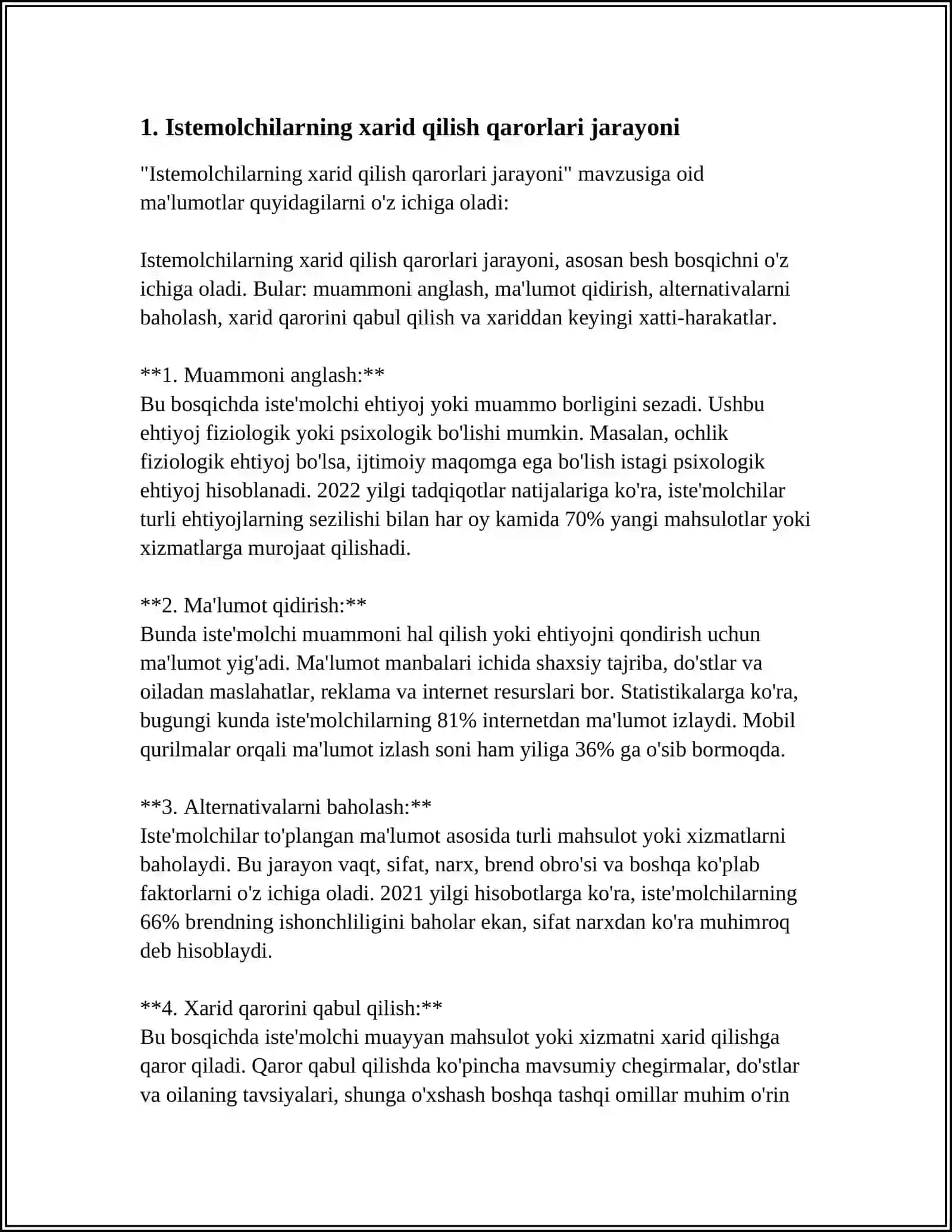 Istemolchilarning xarid qilish qarorlari jarayoni 3