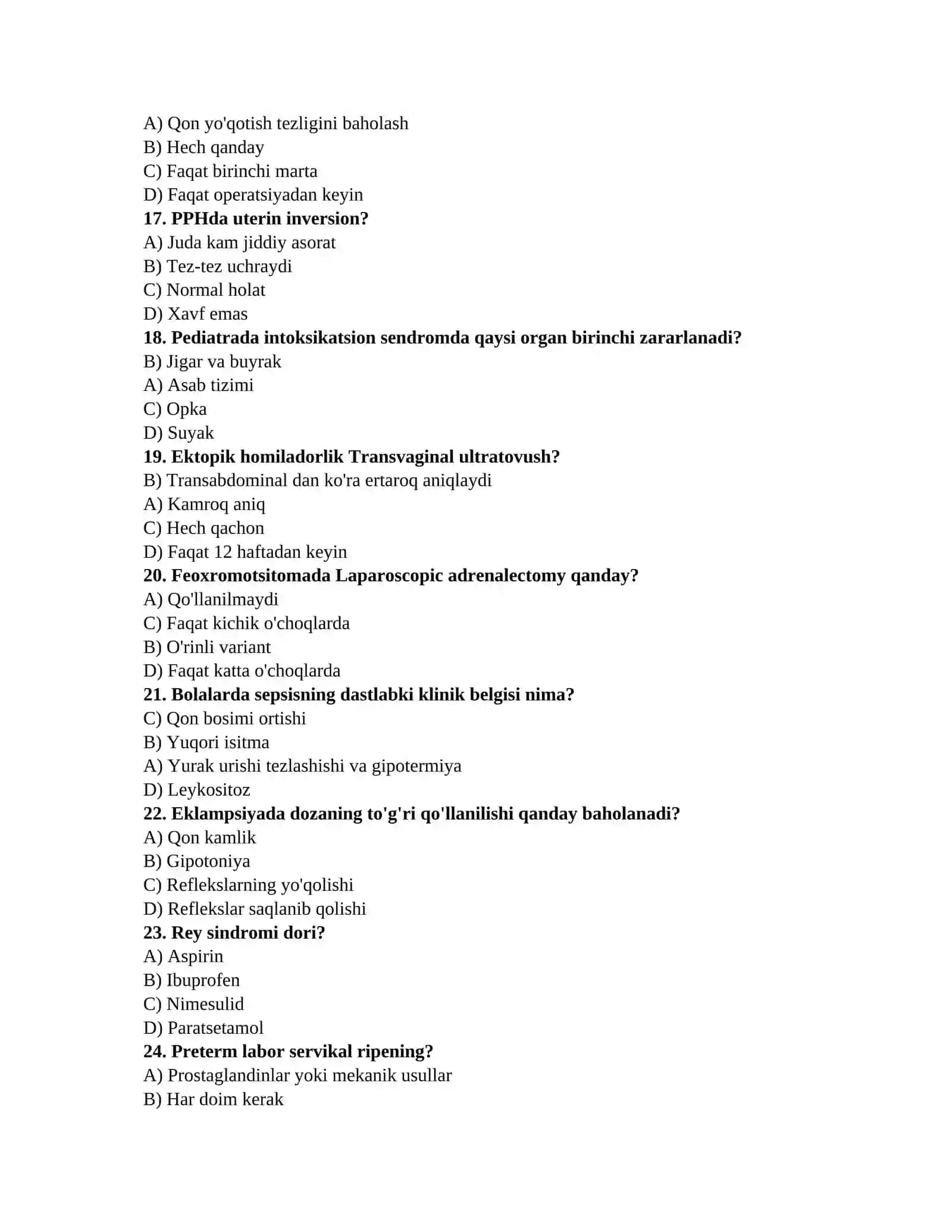 Tibbiyot savol javob 3
