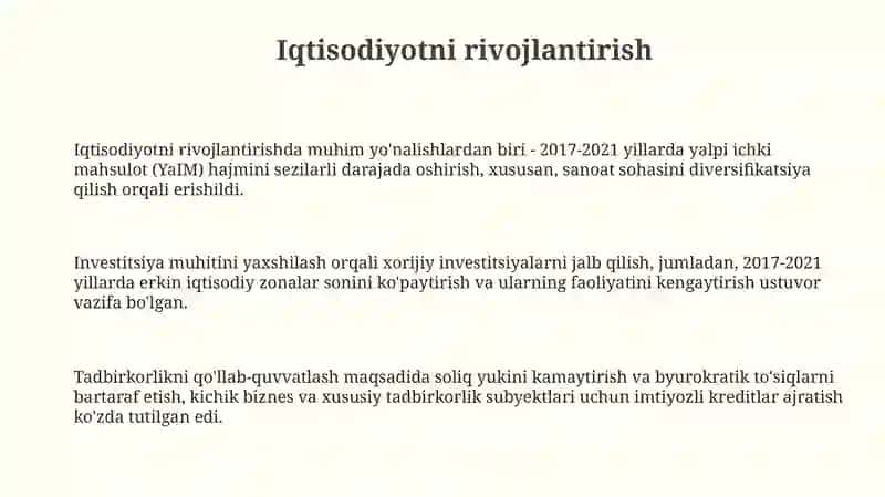 O‘zbekiston Respublikasini rivojlantirishning beshta ustuvor yo‘nalishi (2017–2021) 3