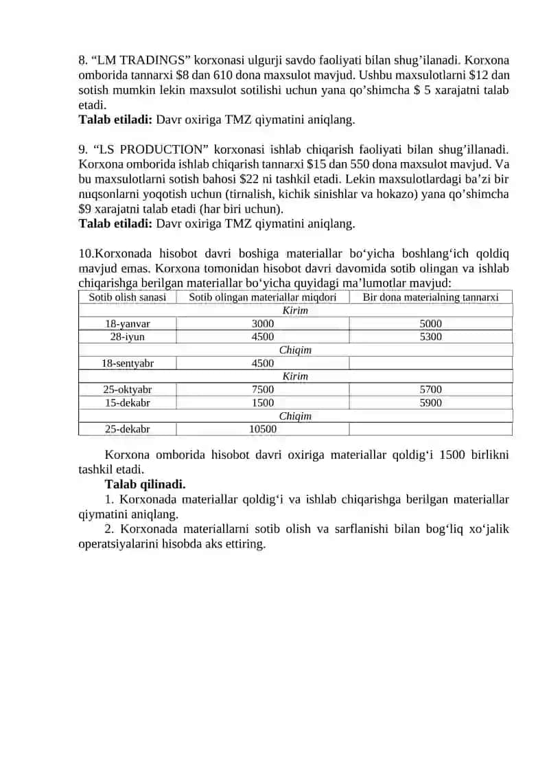 Tovar moddiy zaxiralar (IAS 2) 3