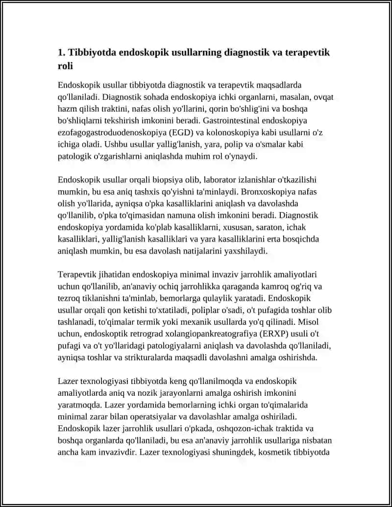 Mavzu: TIBBIYOTDA ENDOSKOPIK USULLARNING QOLLANILISHI LAZERNING TIBBIYOTDA QOLLANILISHI 3