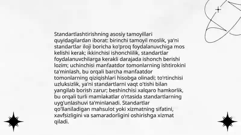 Standartlashtirish bo’yicha ishlarni tashkil qilish 3