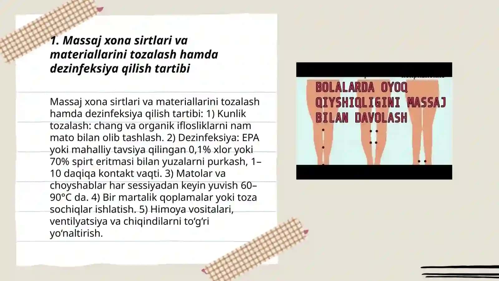 Massajxonasi va foydalaniladigon jomlar dezenfeksiyasi choralarini bilish 3