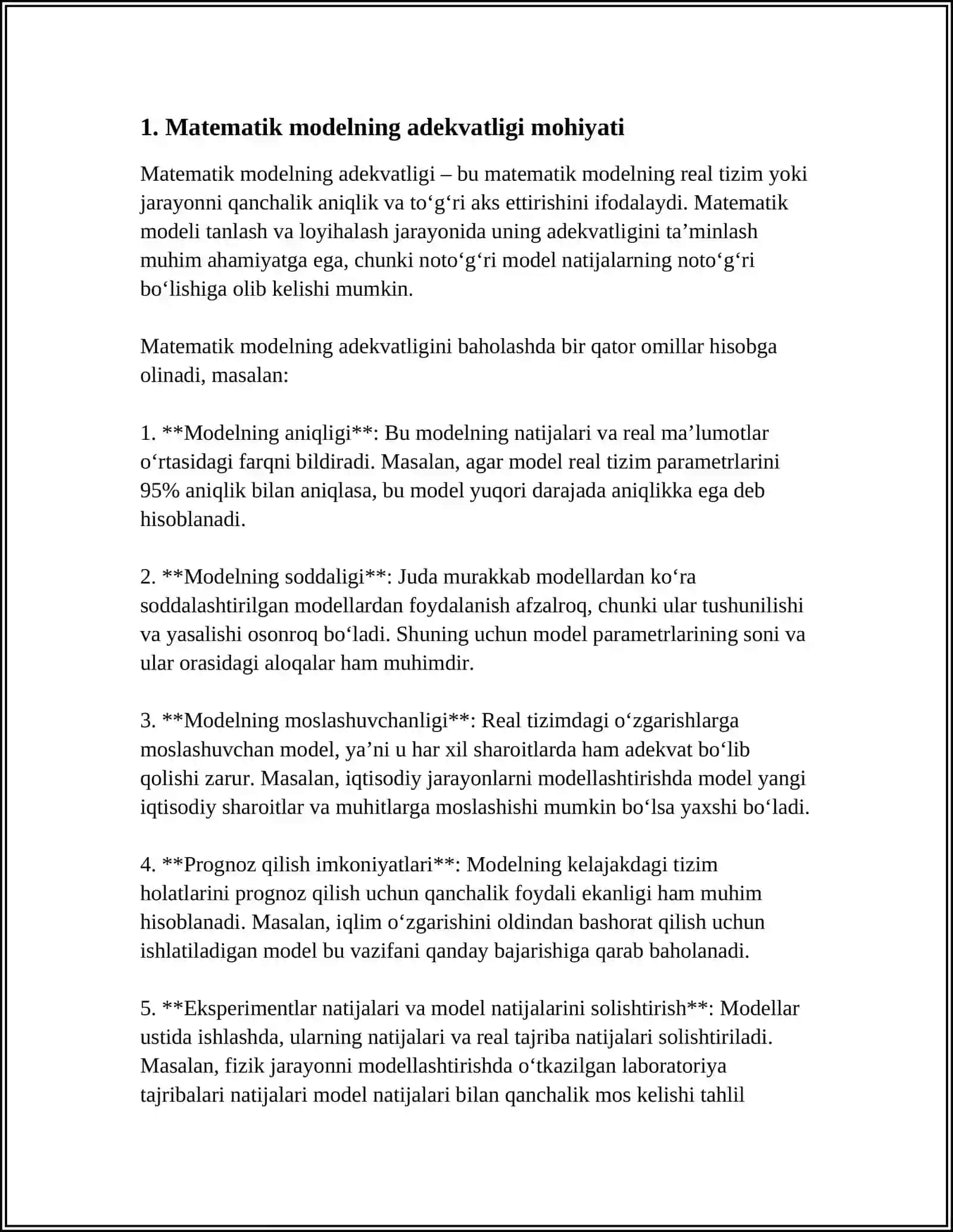 MATEMATIK MODELLARNING ADEKVATLIGI 3