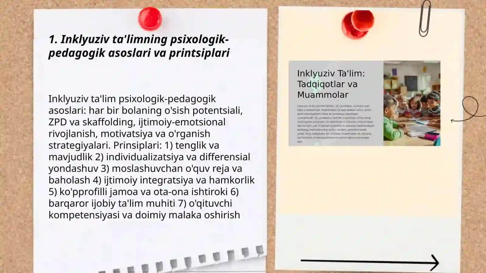 Inklyuziv ta'limning psixologik - pedagogik va tashkiliy shartlari 3