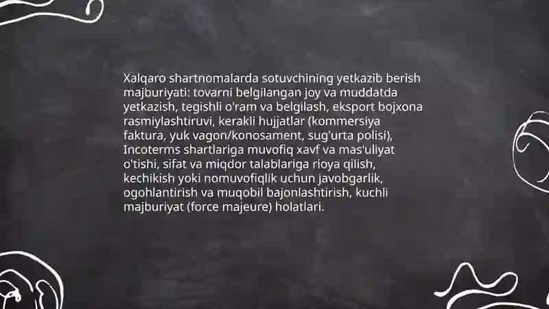 Xalqaro shartnomalar sotuvchi va xaridor javobgarligi 3