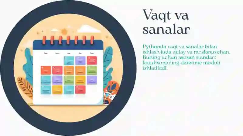 Pythonda vaqt va sanalar bilan ishlash mavzusida taqdimot 3