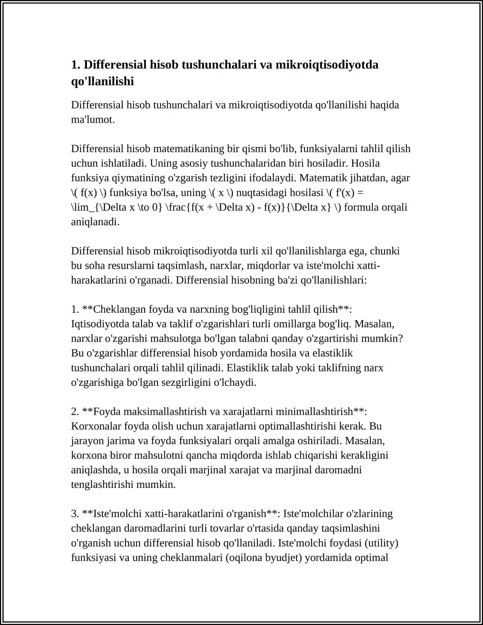 MIKROIQTISODIYOT VA MAKROIQTISODIYOTDA DIFFERENSIAL HISOB TADBIQLARI 3