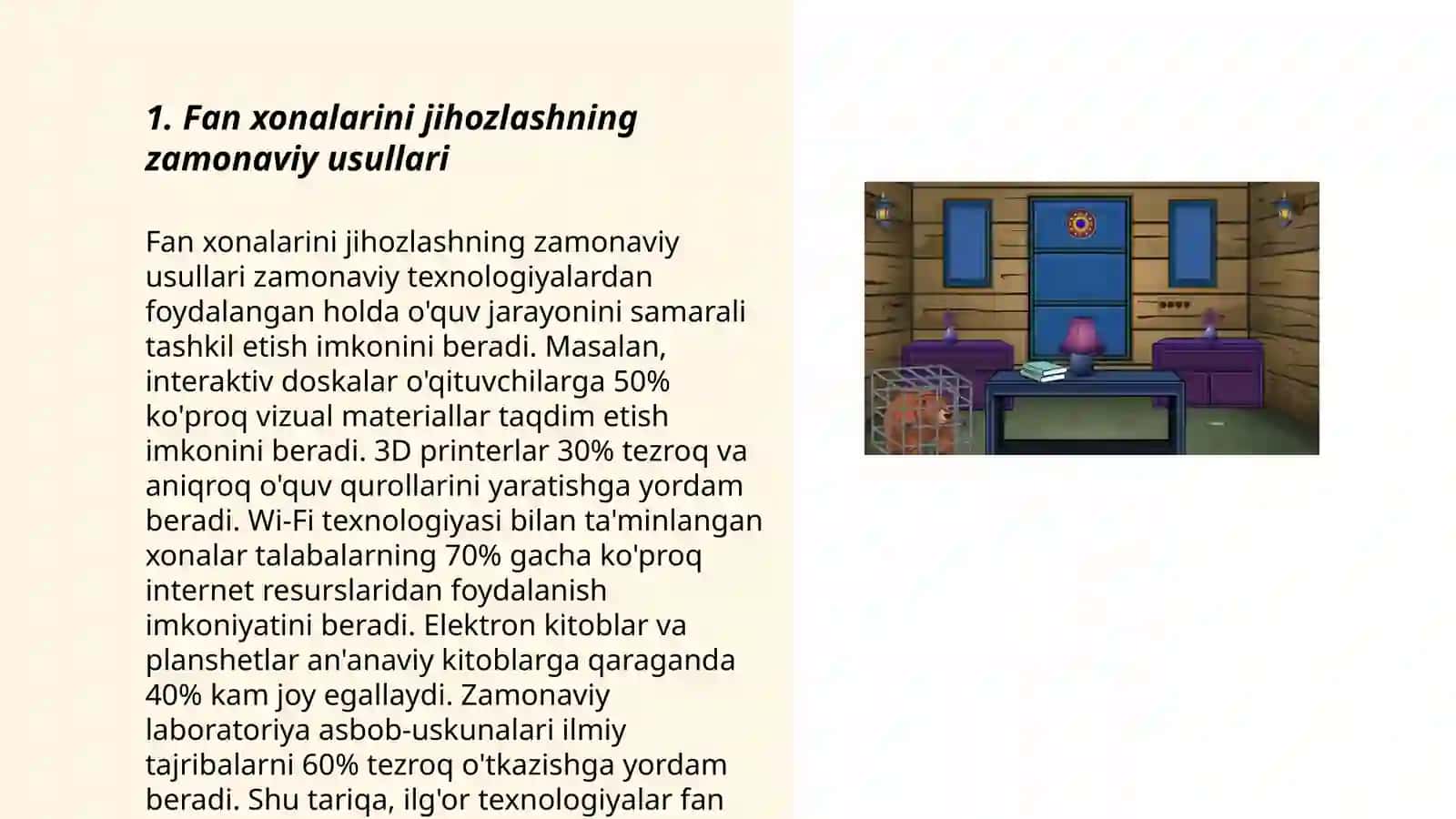 Fan xonalarini jihozlashning zamonaviy usullari 3