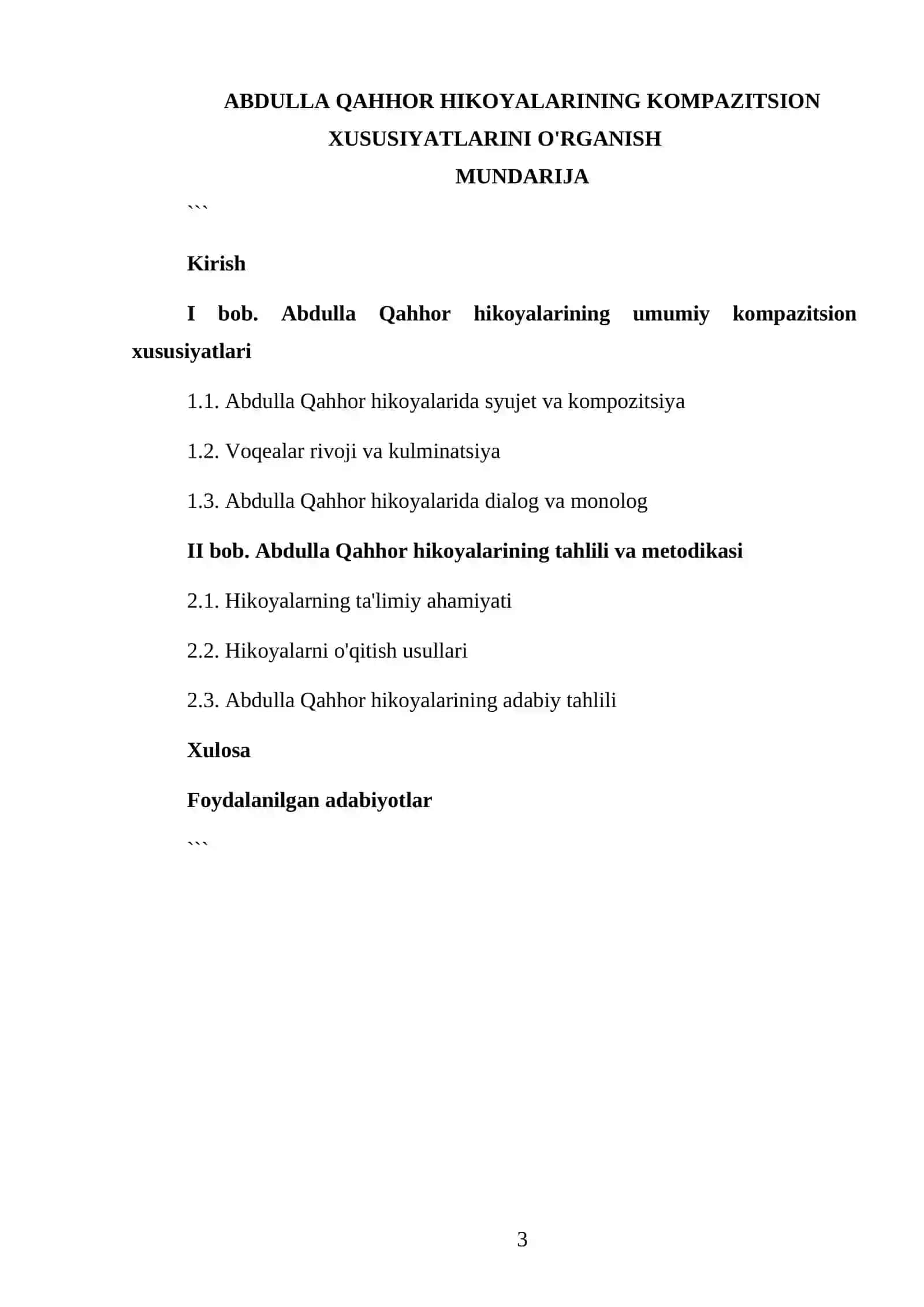 ADABIYOT O'QITISH METODIKASI FANIDAN TAYYORLAGAN KURS ISHI 3