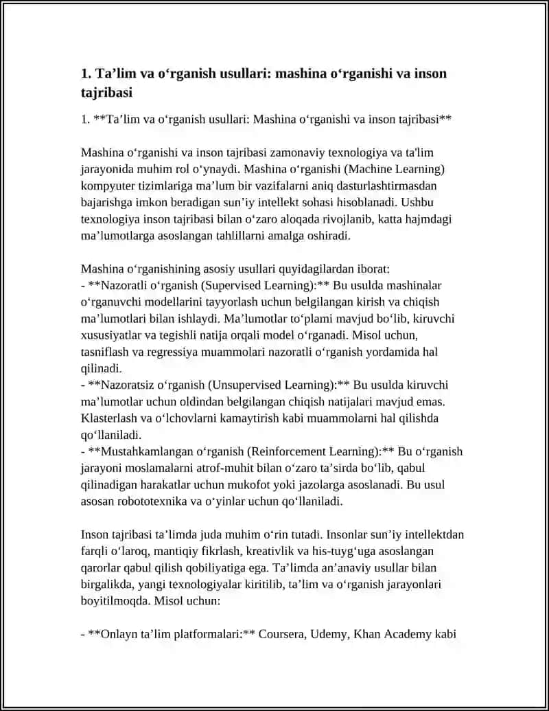 Ta’lim va o‘rganish usullari: Mashina o‘rganishi va inson tajribasi 3