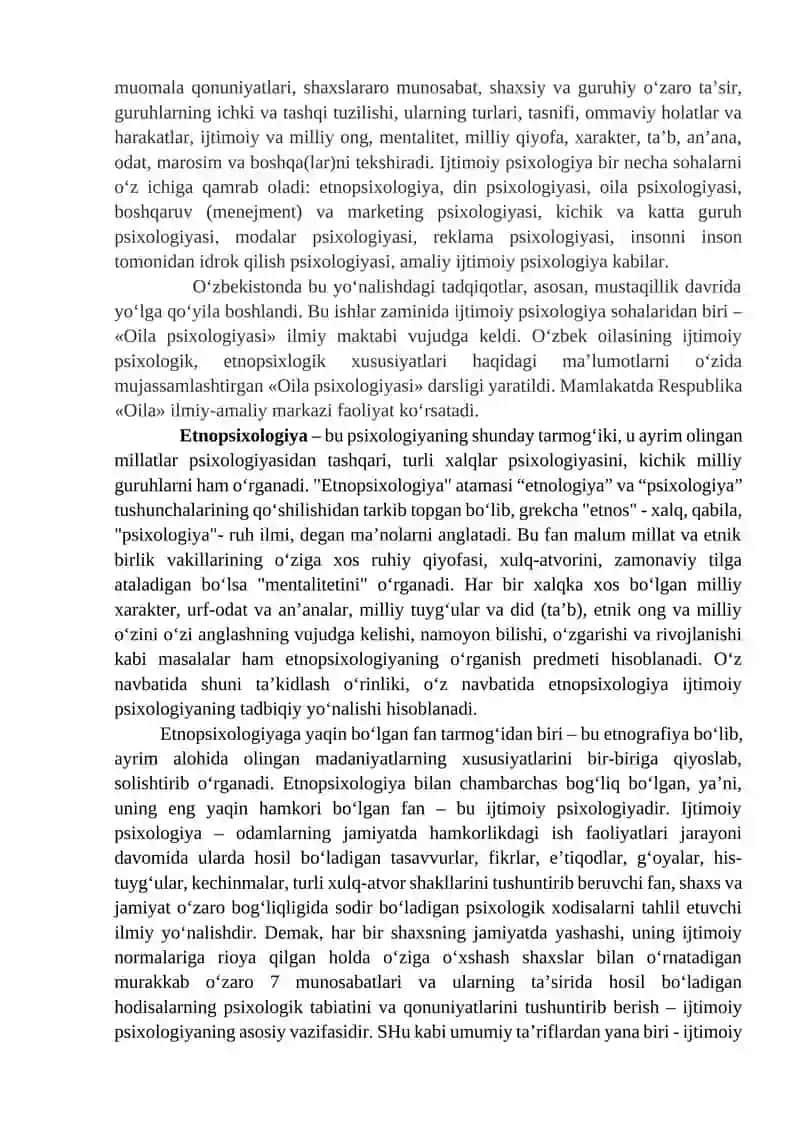 Etnopsixologiya fanining predmeti, vazifalari va metodlari. 3