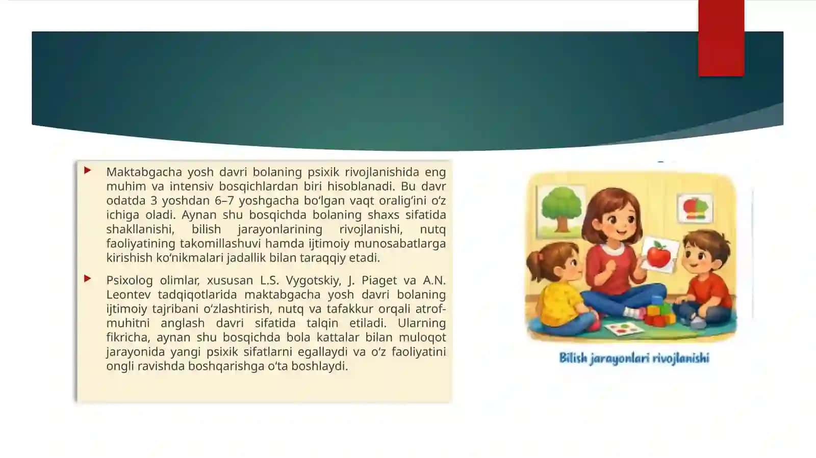 Maktabgacha tarbiya yosh davridagi bolalarning psixik rivojlanishi xususiyatlari mavzusida tattor taqdimot 3