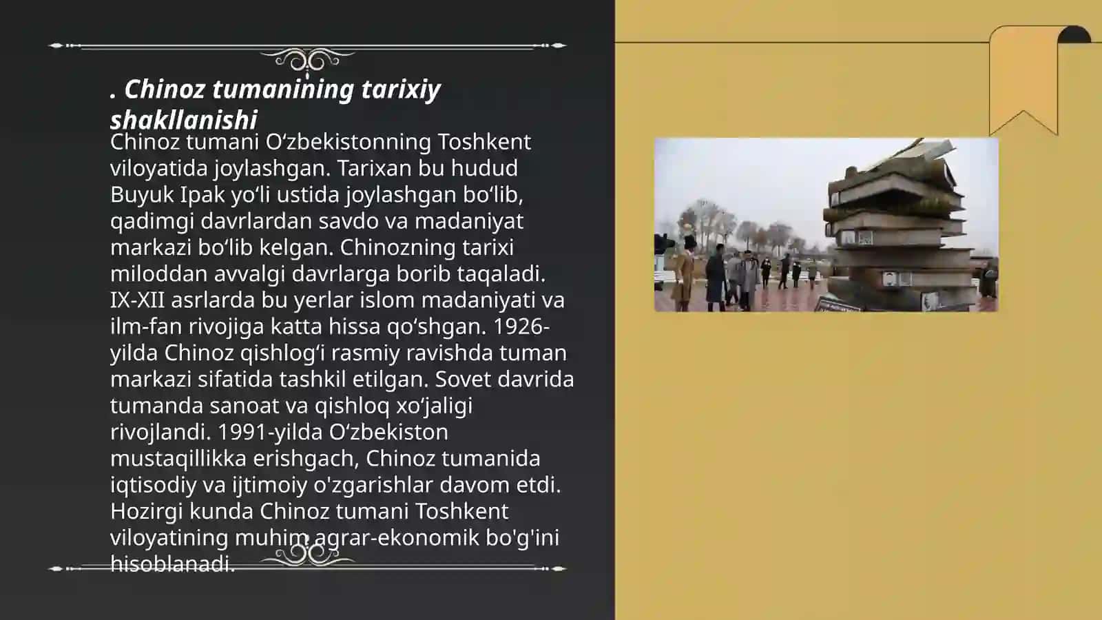 Toshkent viloyati Chinoz tumanining qishlogʻining tarixi va ziyoratgohlari 3