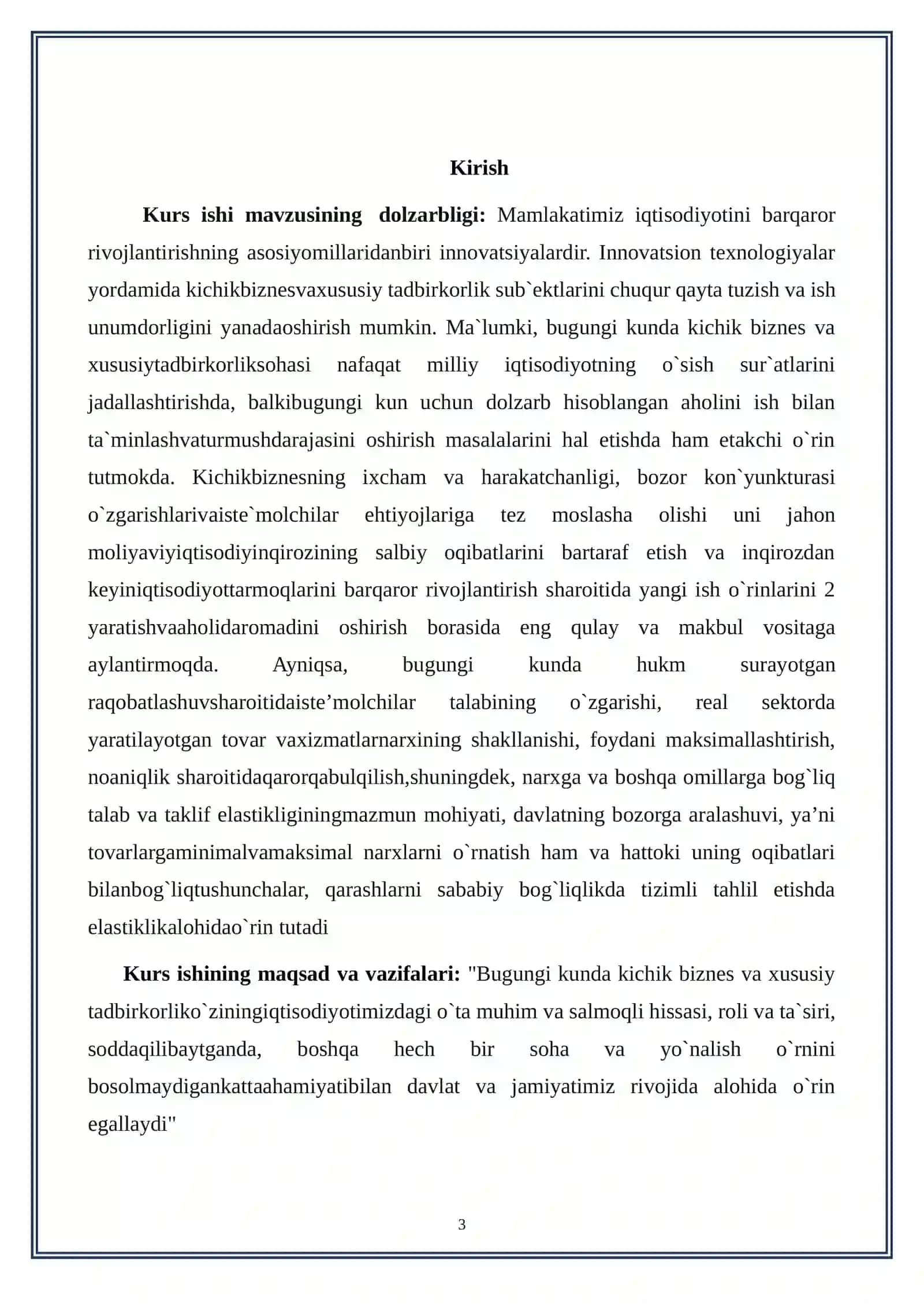 O’zbekiston Respublikasi kichik biznesni rivojlantirishning asosiy yo’nalishlari 3