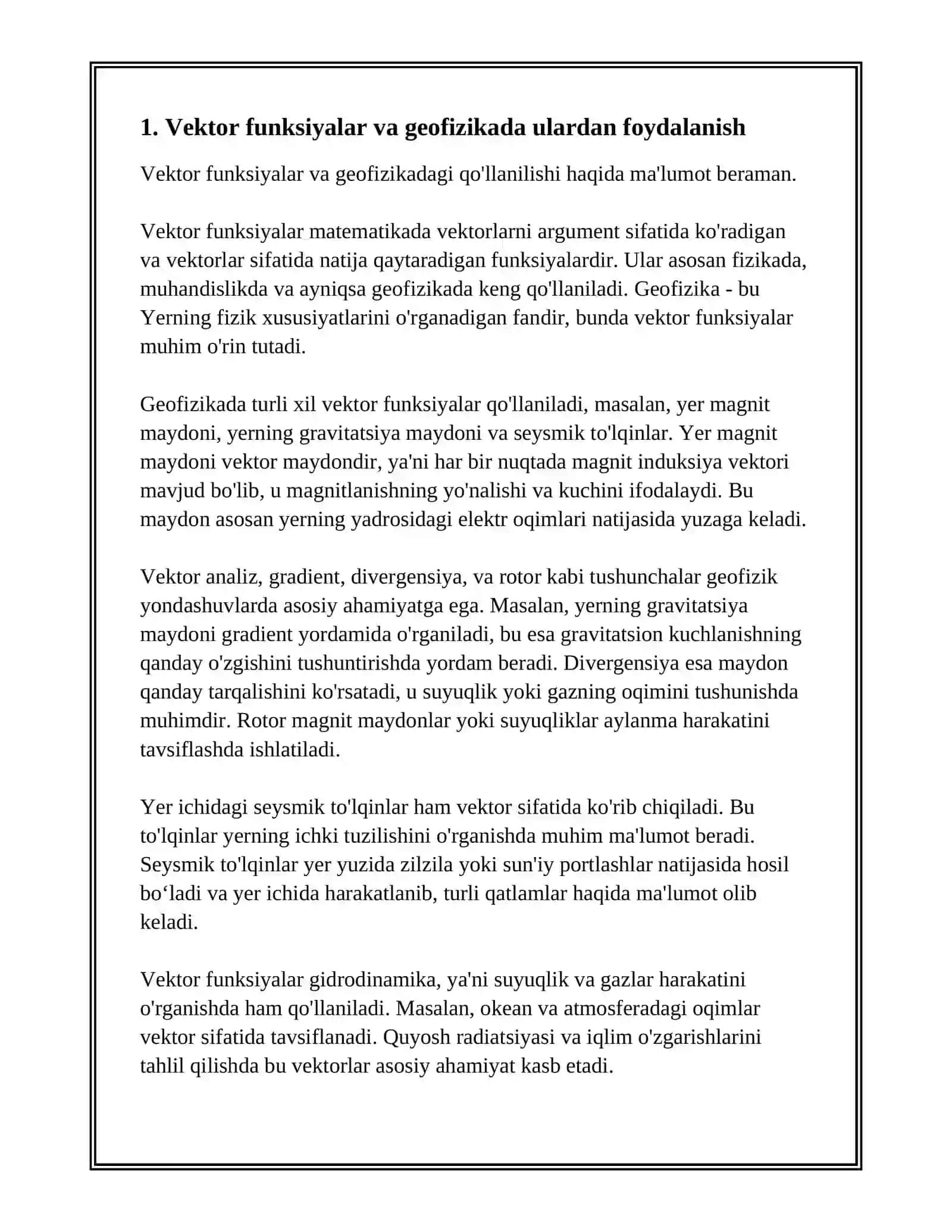 VEKTOR FUNKSIYALARNING GEOFIZIKA SOHASIDAGI TATBIQLARI 3