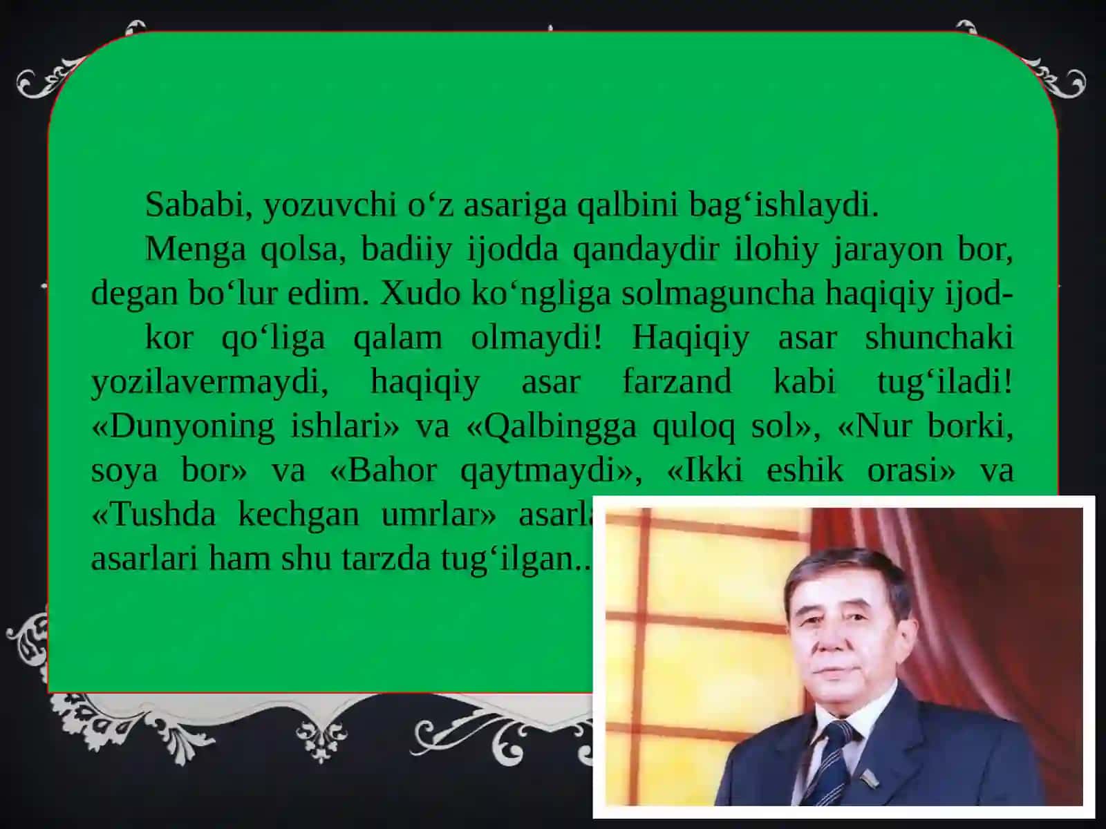 10-sinf Adabiyot fanidan O'tkir Hoshimov hayoti va ijodi dars ishlanma 3