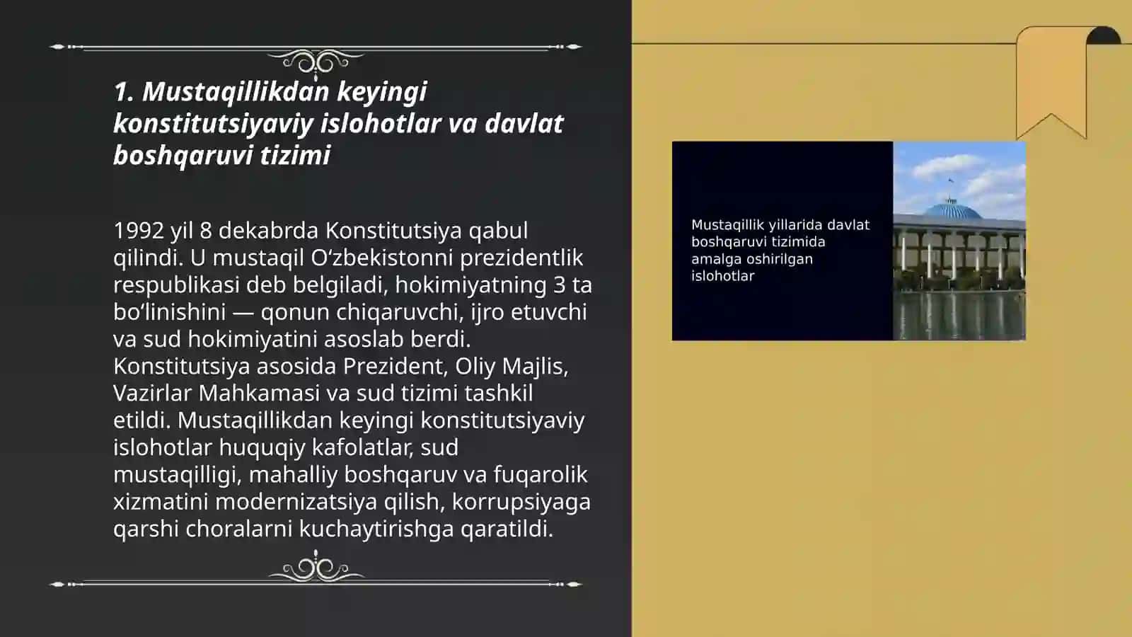 O‘zbekistonda mustaqillik yillarida davlat boshqaruvi va ijtimoiy sohada amalga oshrilayotgan o‘zgarishlar mazmun va mohiyati 3