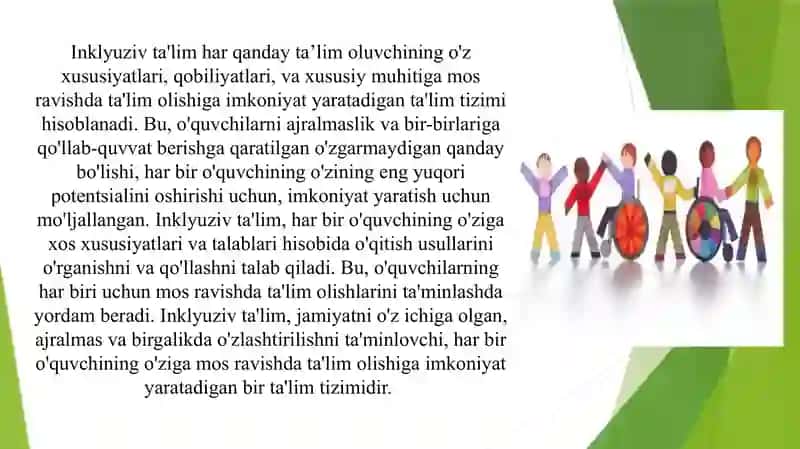 Alohida yordamga muhtoj shaxslarni inklyuziv ta’lim konsepsiyasining mohiyati va asosiy qoidalar 3