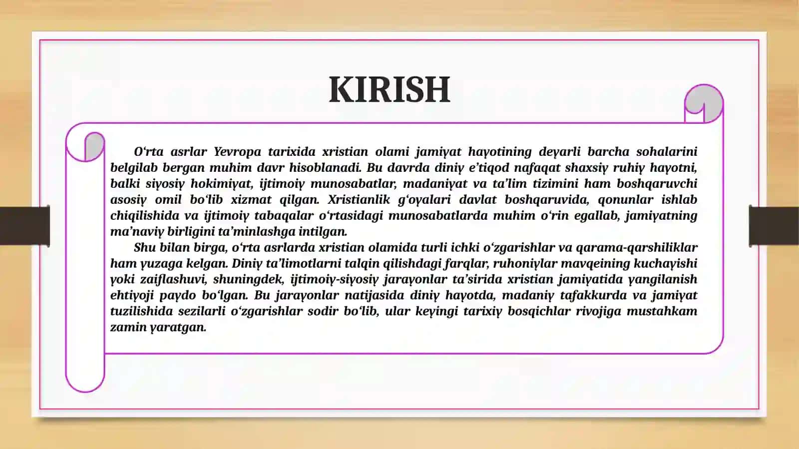 O'RTA ASRLARDA XRISTIAN OLAMIDA SODIR BO'LGAN O'ZGARISHLAR 3