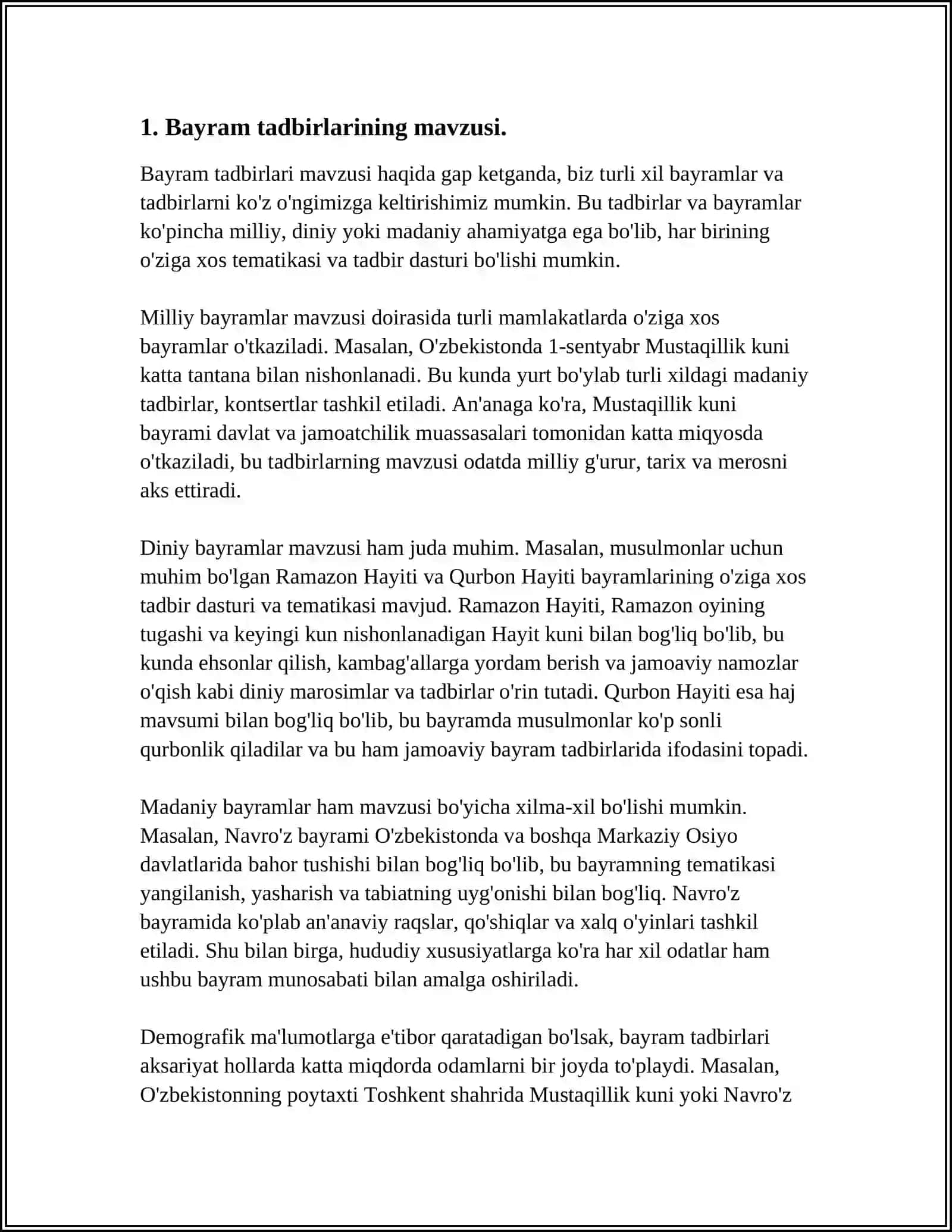 MUSIQA MASHG'ULOTLAR REJASIDA BAYRAM TADBIRLARI STSENARIYASINI ISHLAB CHIQISH VA ÓTKAZISHGA QÓYILADIGON TALABLAR 3